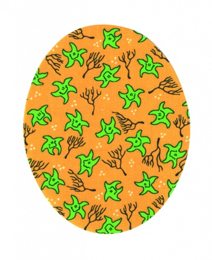 Nažehľovacie záplaty oválky s potlačou - hviezdičky zeleno-žlté